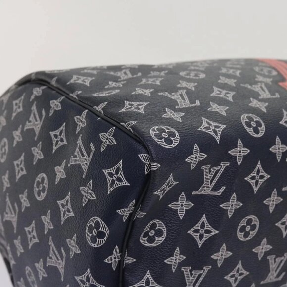 LOUIS VUITTON Monogram Ink Keepall Bandouliere 50 Bag Navy M43684 LV Auth 37879A - Picture 3 of 16
